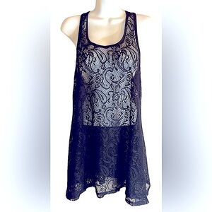 🖤WEST LOOP🖤 PAISLEY MESH LACE RACERBACK A-LINE COVERUP DRESS